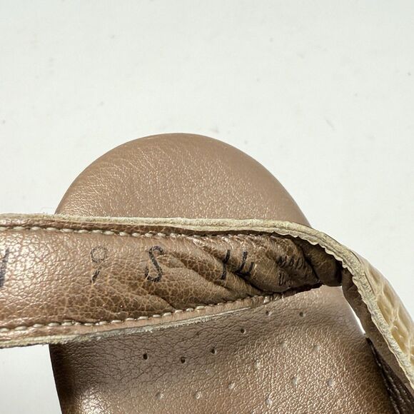 SAS Suntimer Slingback Sandals Womens 9 S Slim Tan Gold Croc Print Hook Loop - Picture 12 of 16